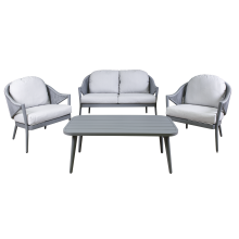 Dellonda Echo Aluminium 4-Piece Outdoor Sofa, Chair & Coffee Table Set