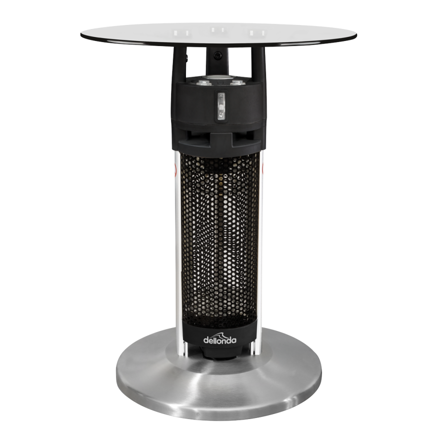 Dellonda Bistro Table with 1200W Heater - Black/Stainless Steel