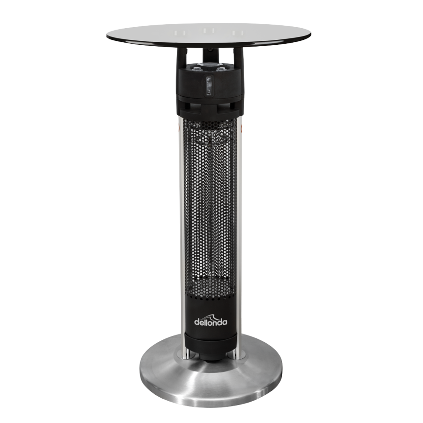 Dellonda Bistro Table with 1600W Heater - Black/Stainless Steel