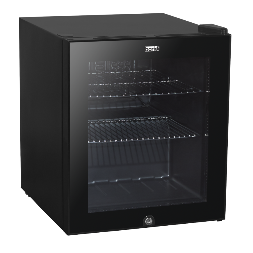 Baridi 50L Table Top 3-10°C Beer & Drinks Mini Fridge with Light - Black & Glass