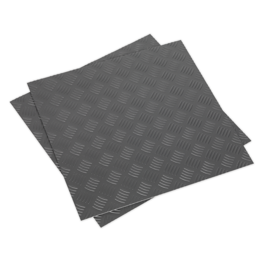 457.2 x 457.2mm Vinyl Floor Tile with Peel & Stick Backing - Silver Treadplate Finish - Pack of 16