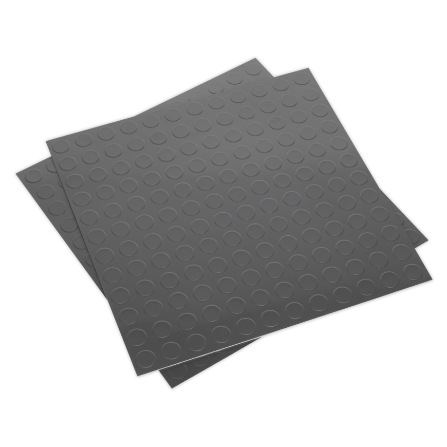 457.2 x 457.2mm Vinyl Floor Tile with Peel & Stick Backing - Silver Coin Finish - Pack of 16