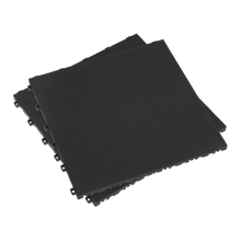 400 x 400mm Polypropylene Floor Tile - Black Treadplate - Pack of 9