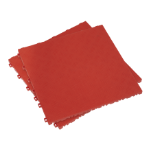400 x 400mm Polypropylene Floor Tile - Red Treadplate - Pack of 9