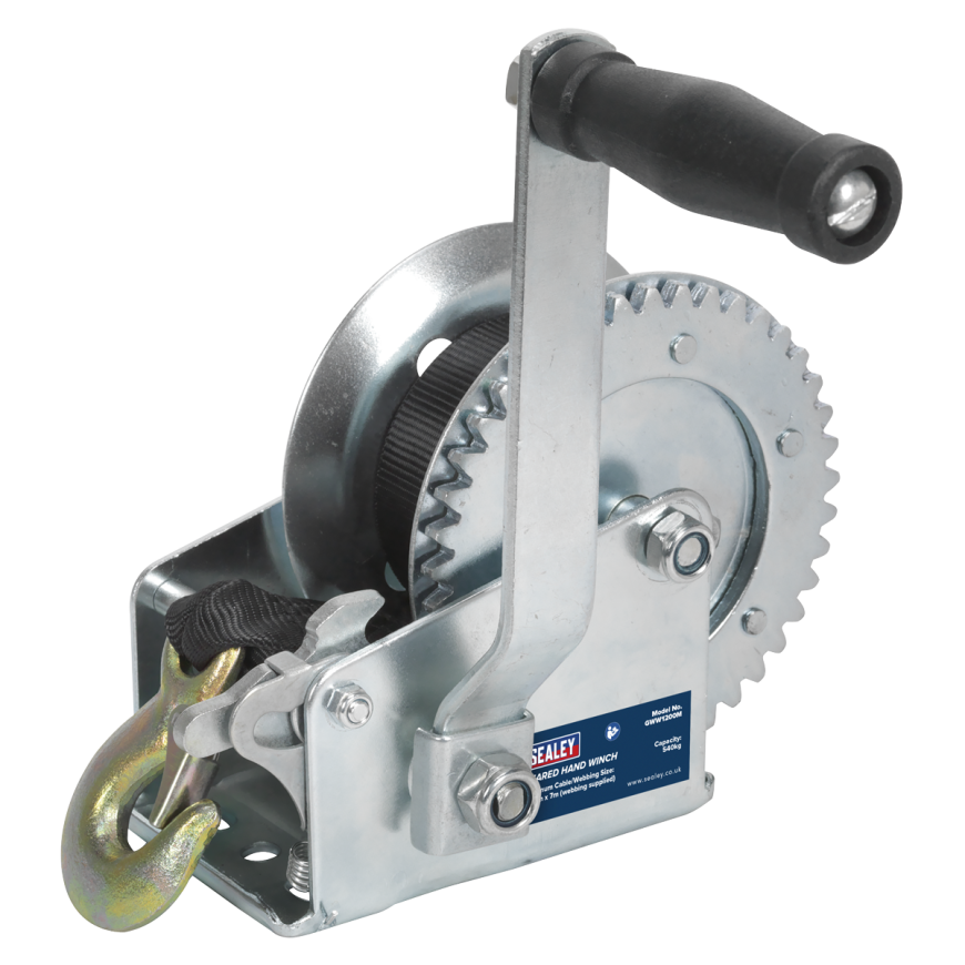 540kg Capacity Geared Hand Winch with Webbing Strap