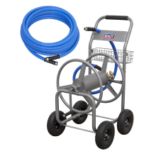 Heavy-Duty Hose Reel Cart with 15m Heavy-Duty Ø19mm Hot & Cold Rubber Water Hose