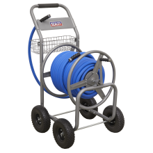 Heavy-Duty Hose Reel Cart with 50m Heavy-Duty Ø19mm Hot & Cold Rubber Water Hose