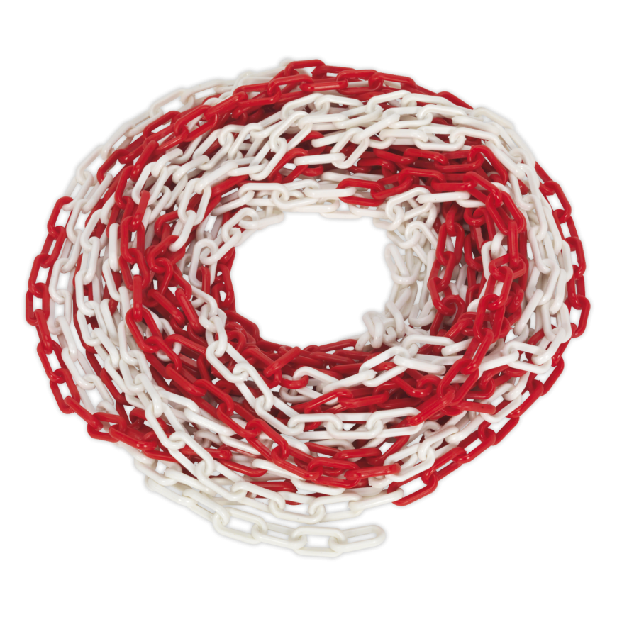 25m x 6mm Red/White Plastic Chain