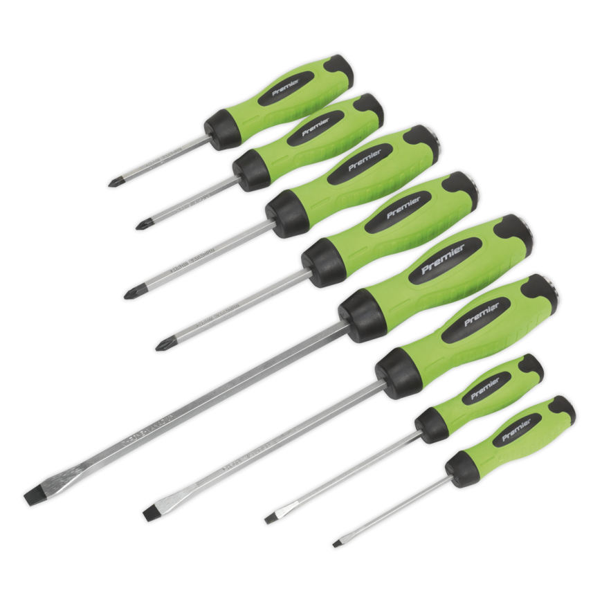 8pc Hammer-Thru Screwdriver Set - Hi-Vis Green