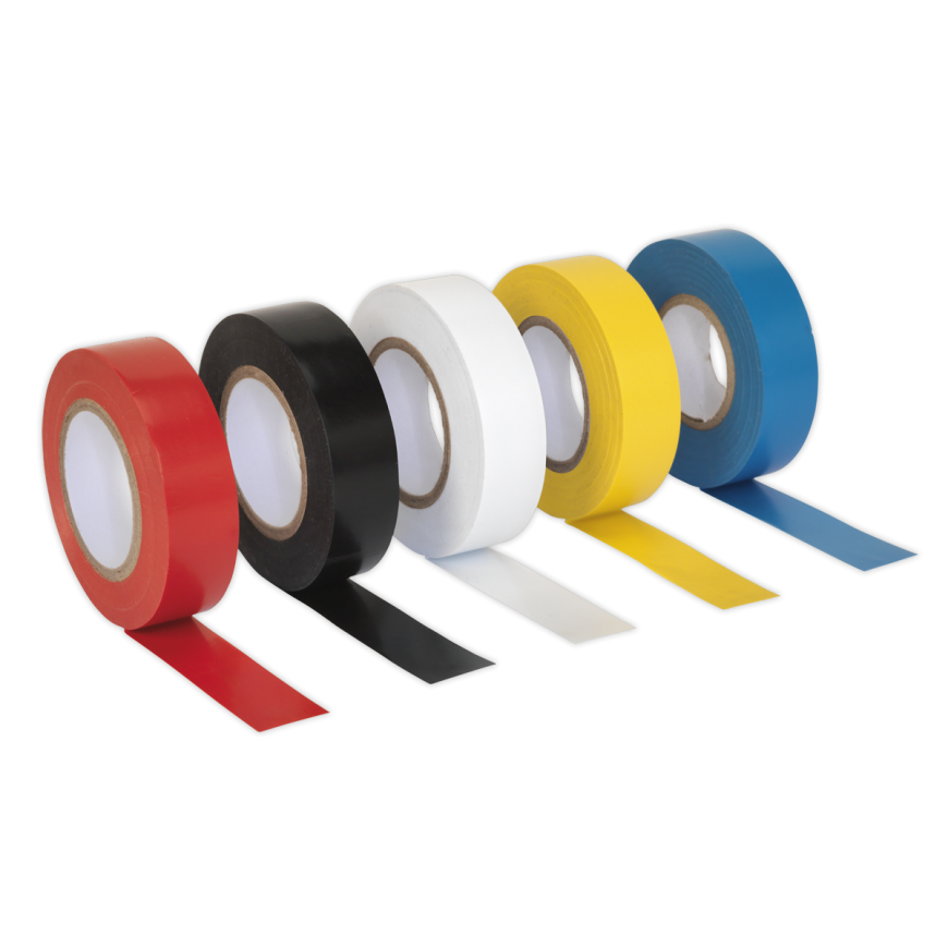 19mm x 20m PVC Insulating Tape - Mixed Colours - Pack of 10