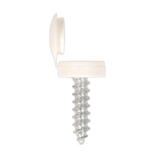 4.2 x 19mm White Numberplate Screw with Flip Cap - Pack of 50
