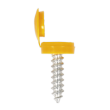 4.2 x 19mm Yellow Numberplate Screw with Flip Cap - Pack of 50