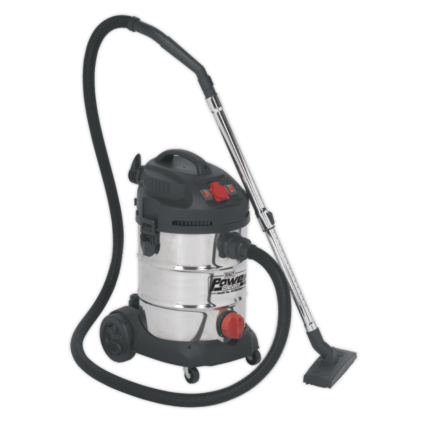 30L Wet & Dry Industrial Vacuum Cleaner 1400W with Stainless Drum & Auto Start