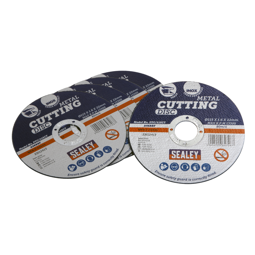 Ø115 x 1.6mm Cutting Disc Ø22mm Bore - Pack of 5