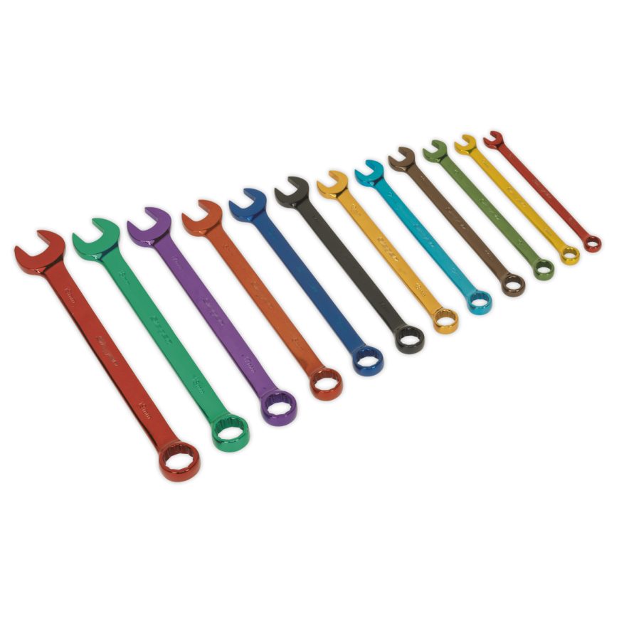 12pc Multi-Coloured Combination Spanner Set