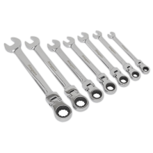 7pc Flexi-Head Combination Ratchet Spanner Set