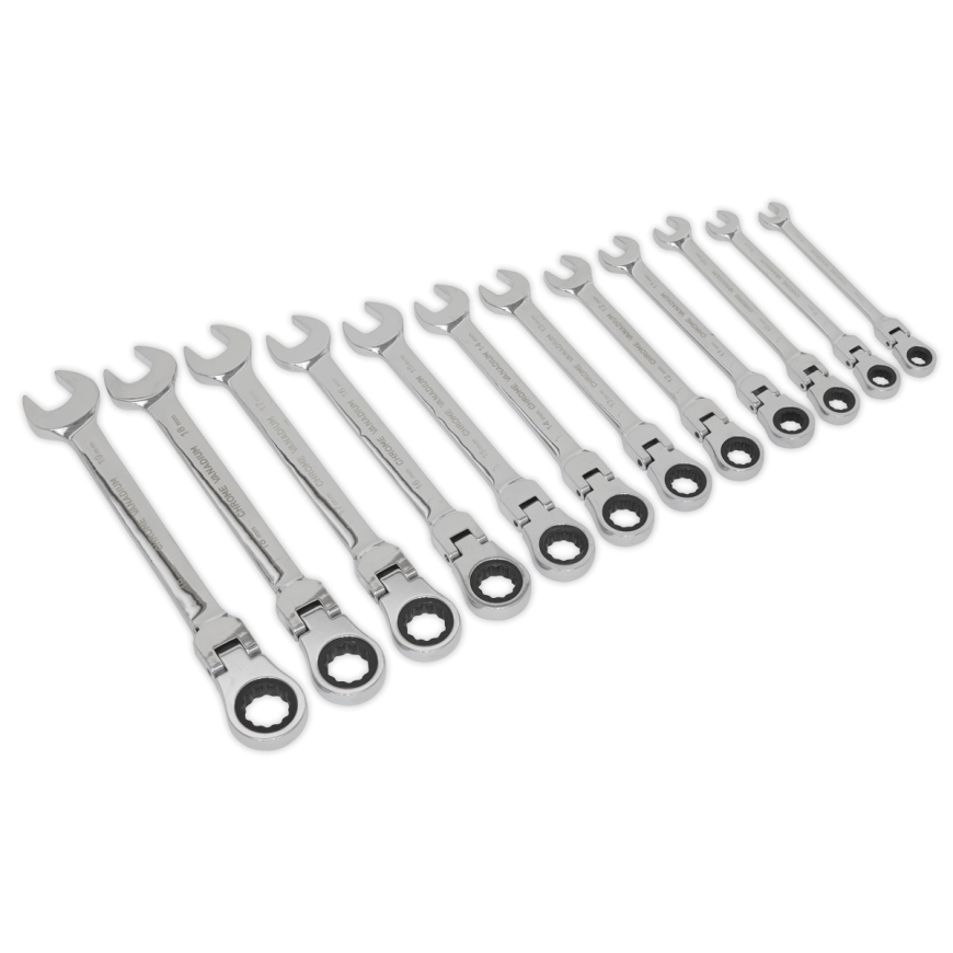 12pc Flexi-Head Combination Ratchet Spanner Set