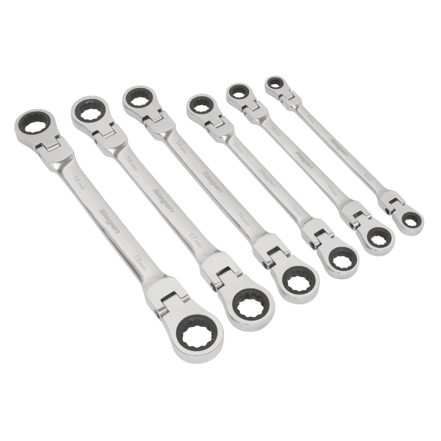 6pc Flexi-Head Double End Ratchet Ring Spanner Set