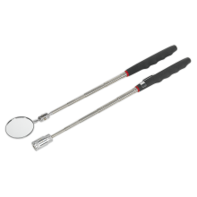 2pc Telescopic Magnetic LED Pick-Up Tool & Inspection Mirror Set