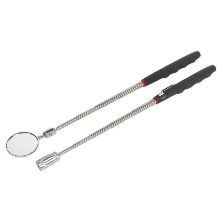 2pc Telescopic Magnetic LED Pick-Up Tool & Inspection Mirror Set