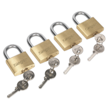 Brass Body Padlock with Brass Cylinder Keyed Alike - Pack of 4