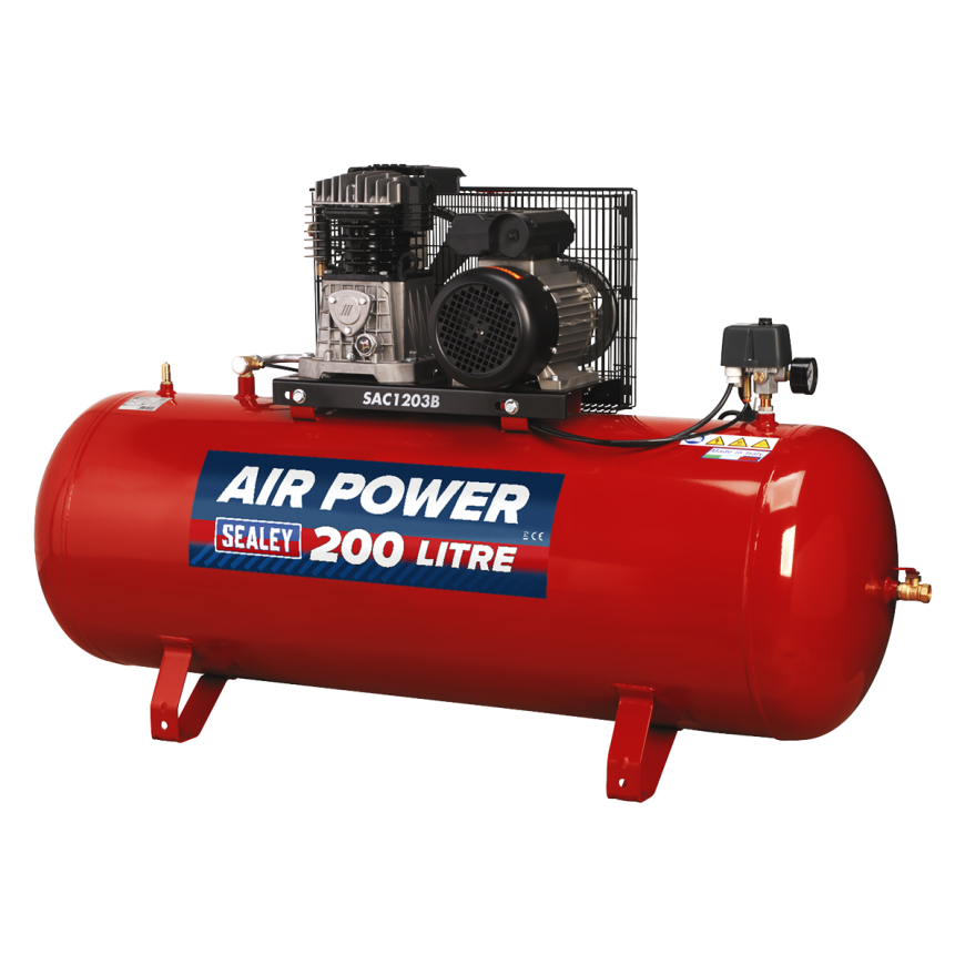 200L Belt Drive Air Compressor 3hp with Cast Cylinders