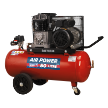 50L Belt Drive Air Compressor 3hp with Cast Cylinders & Wheels