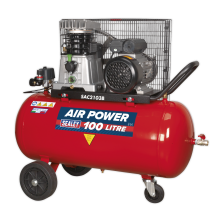 100L Belt Drive Air Compressor 3hp with Cast Cylinders & Wheels
