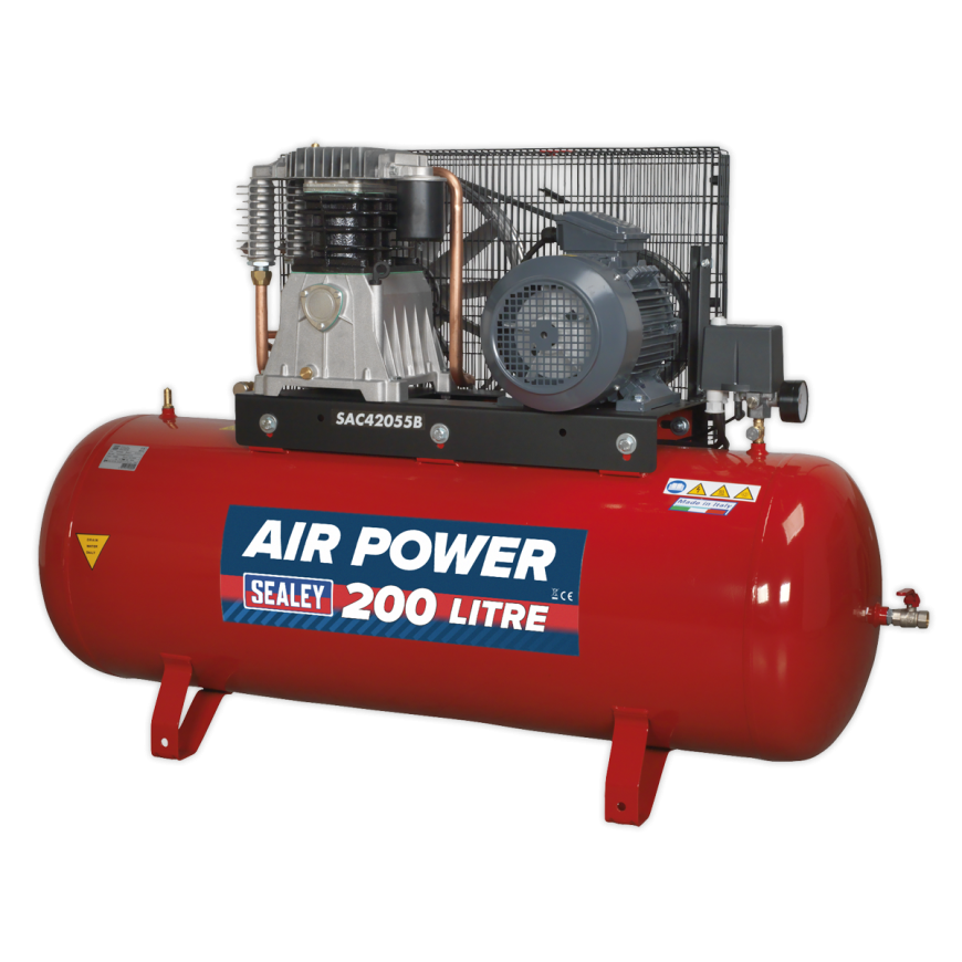 200L Belt Drive Air Compressor 5.5hp 3ph 2-Stage with Cast Cylinders