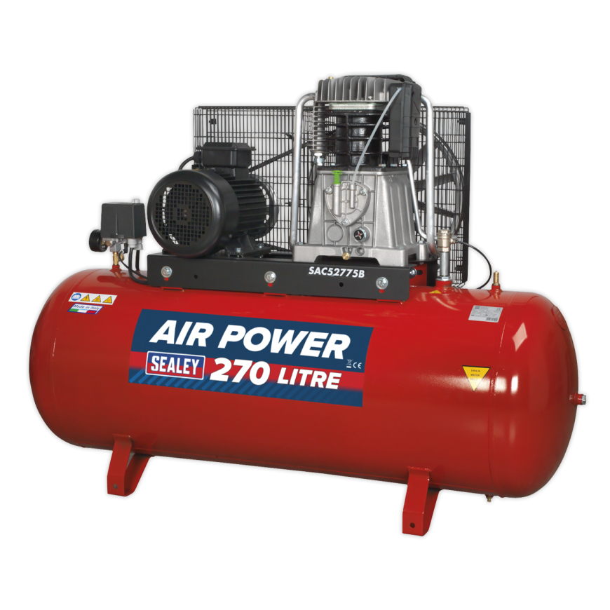 270L Belt Drive Air Compressor 7.5hp 3ph 2-Stage with Cast Cylinders