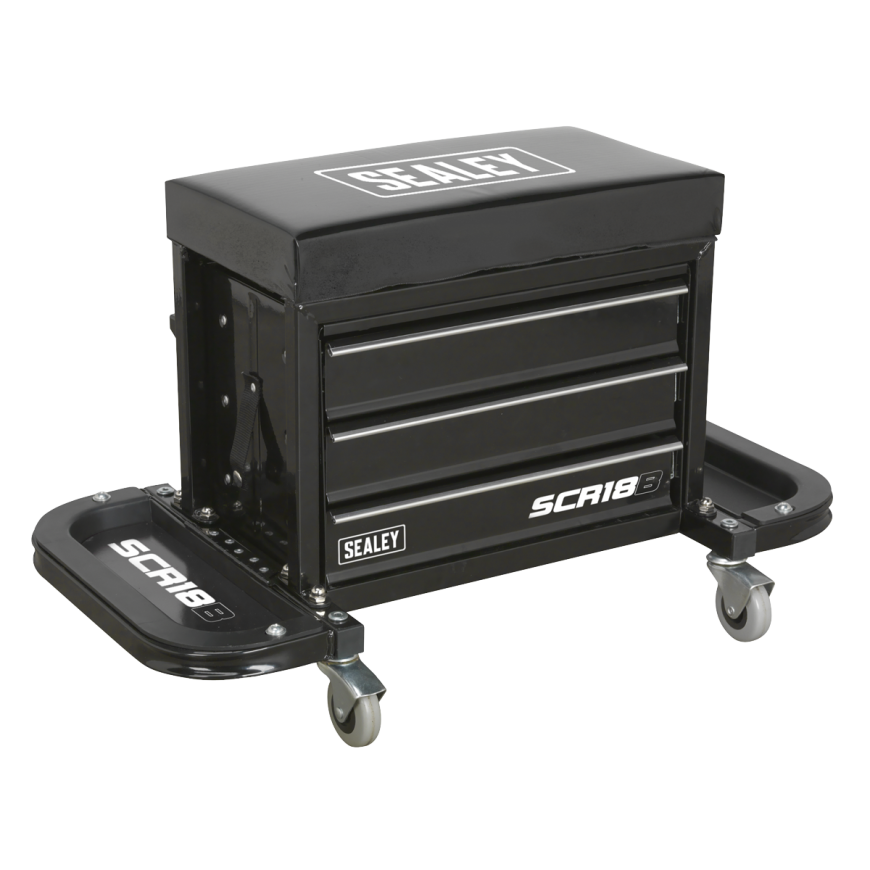 Mechanic's Utility Seat & Toolbox - Black