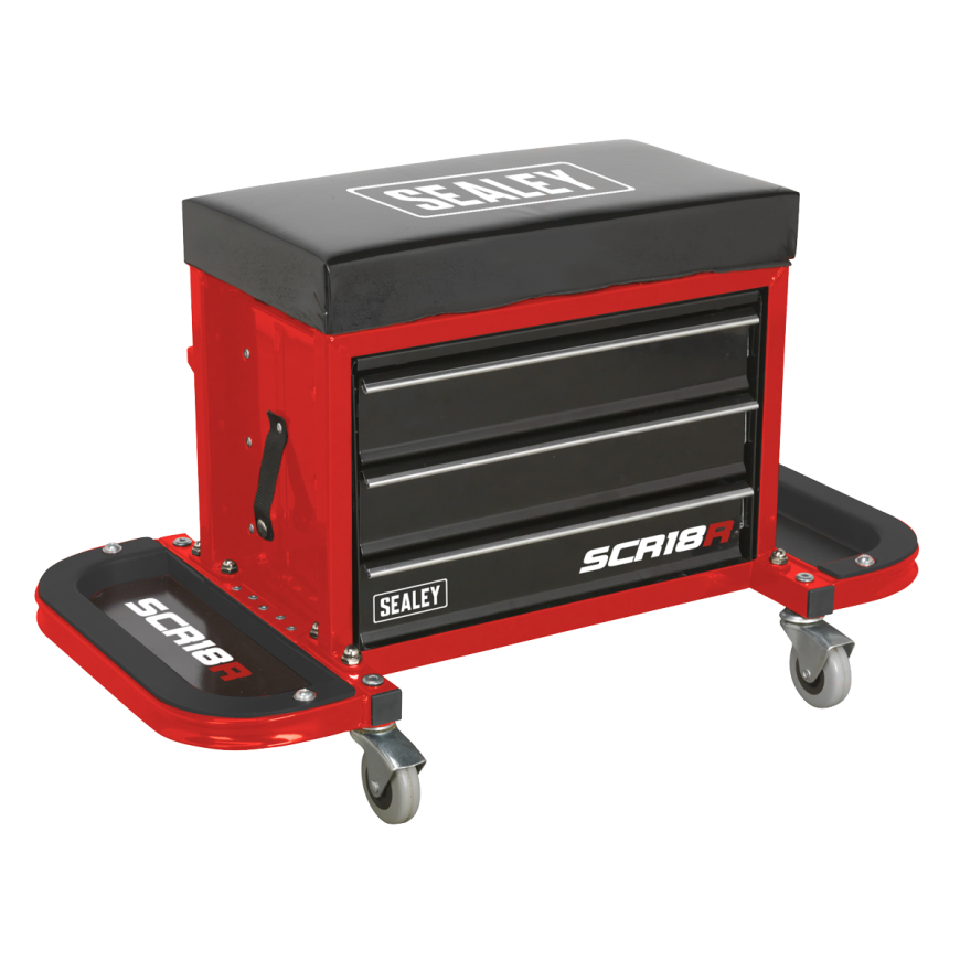 Mechanic's Utility Seat & Toolbox - Red