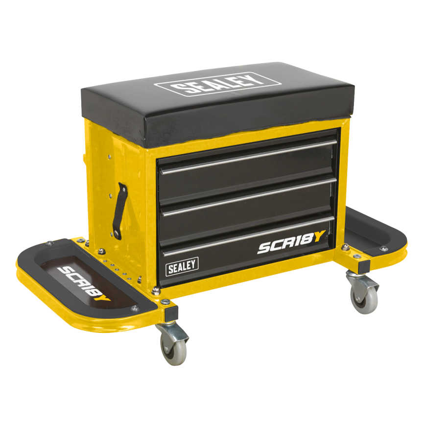 Mechanic's Utility Seat & Toolbox - Yellow