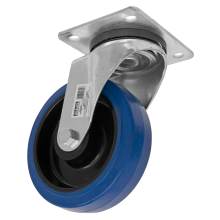 Ø160mm Heavy-Duty Blue Elastic Rubber Swivel Castor Wheel - Trade