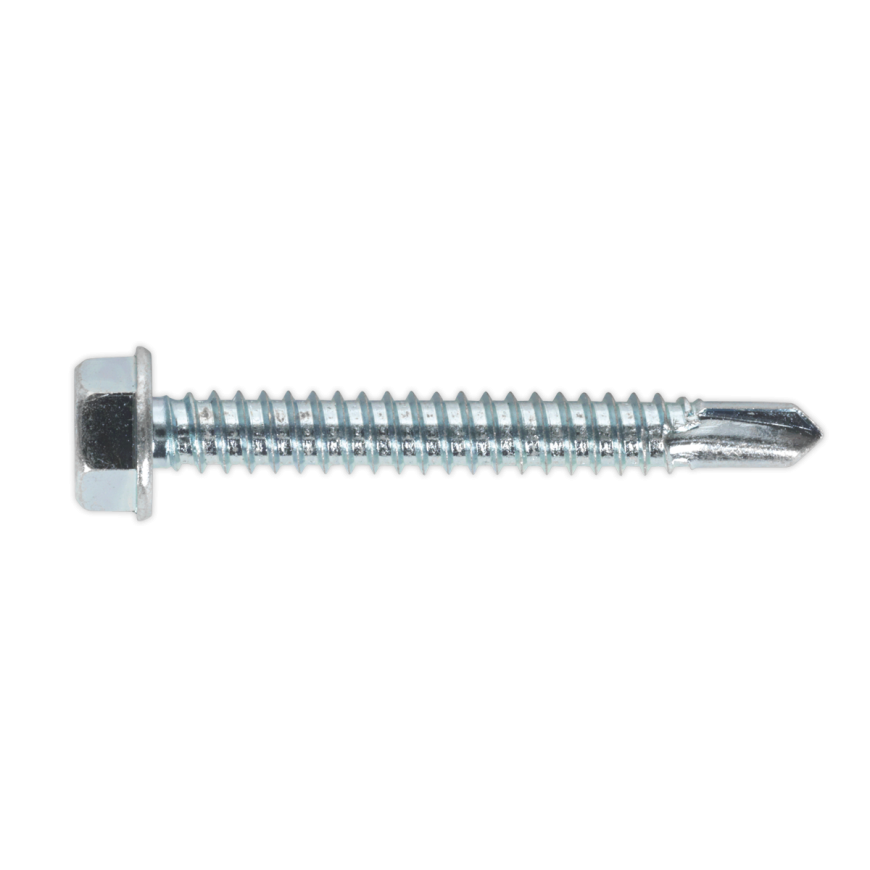 6.3 x 50mm Zinc Plated Self-Drilling Hex Head Screw - Pack of 100