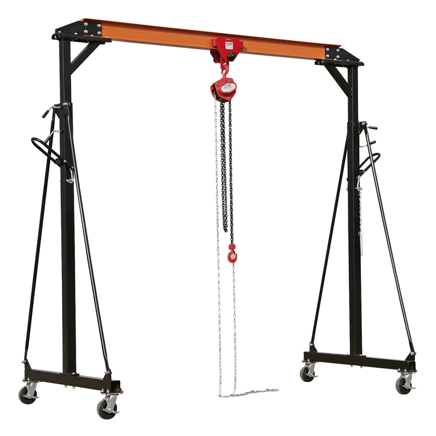 1 Tonne Adjustable Portable Lifting Gantry Crane & Hoist Combo