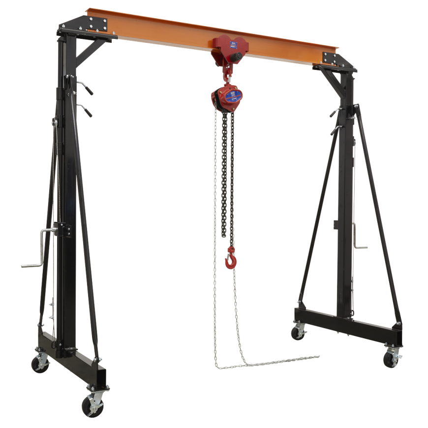 2 Tonne Adjustable Portable Lifting Gantry Crane & Hoist Combo