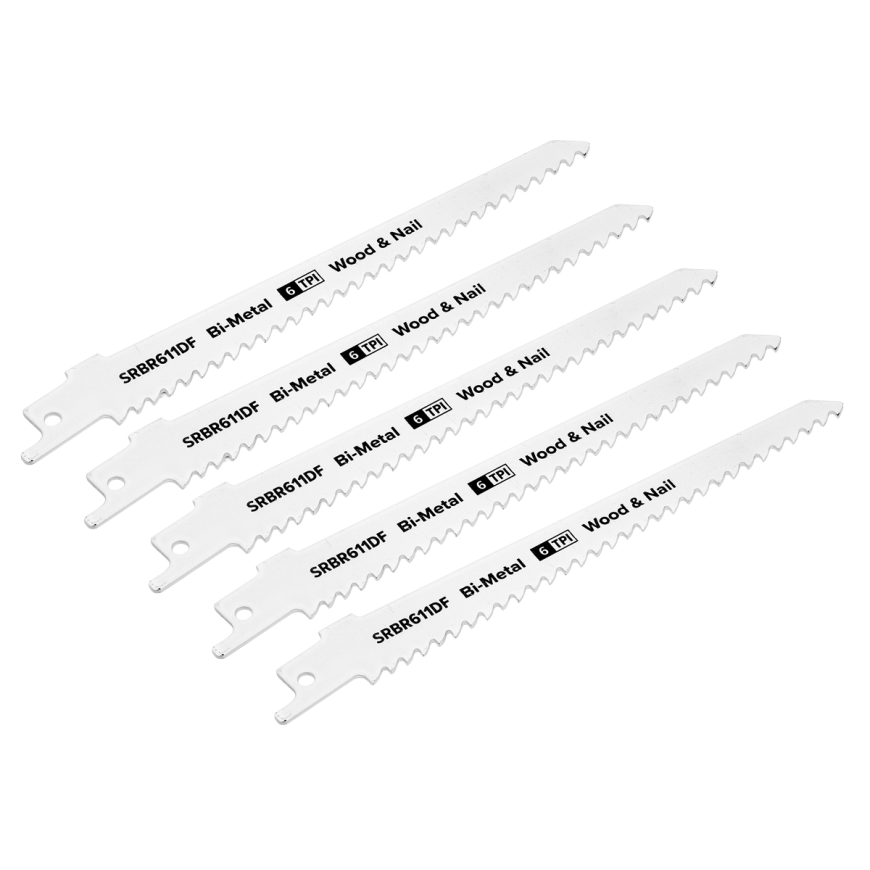 150mm 6tpi Reciprocating Saw Blade Wood & Nail - Pack of 5