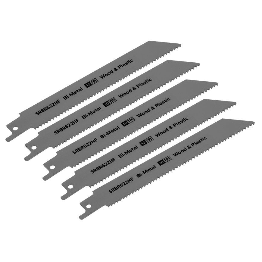 150mm 10tpi Reciprocating Saw Blade Wood & Plastics - Pack of 5