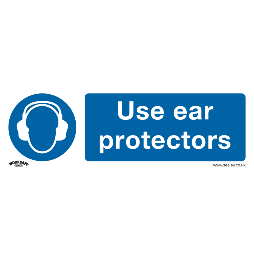 Use Ear Protectors - Mandatory Safety Sign - Rigid Plastic - Pack of 10