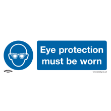 Eye Protection Must Be Worn - Mandatory Safety Sign - Rigid Plastic - Pack of 10