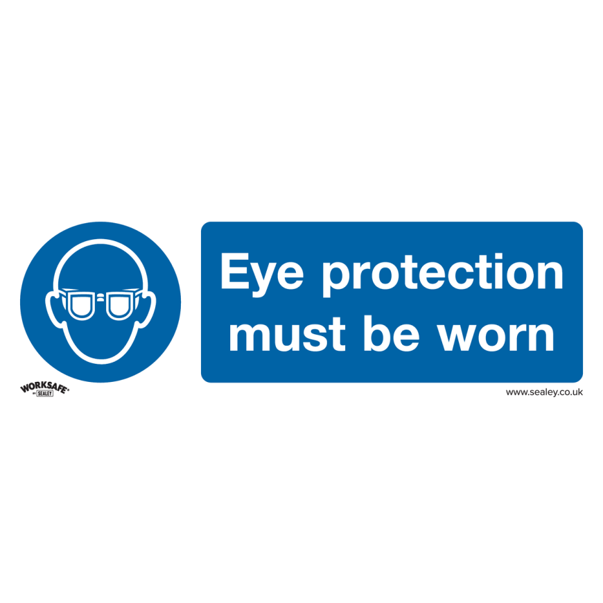 Eye Protection Must Be Worn - Mandatory Safety Sign - Rigid Plastic - Pack of 10