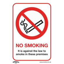 No Smoking (On Premises) - Prohibition Safety Sign - Rigid Plastic - Pack of 10