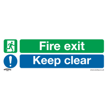 Fire Exit Keep Clear - Safe Conditions Safety Sign - Rigid Plastic - Pack of 10