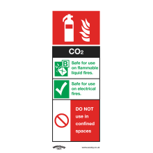 CO2 Fire Extinguisher - Safe Conditions Safety Sign - Self-Adhesive Vinyl - Pack of 10