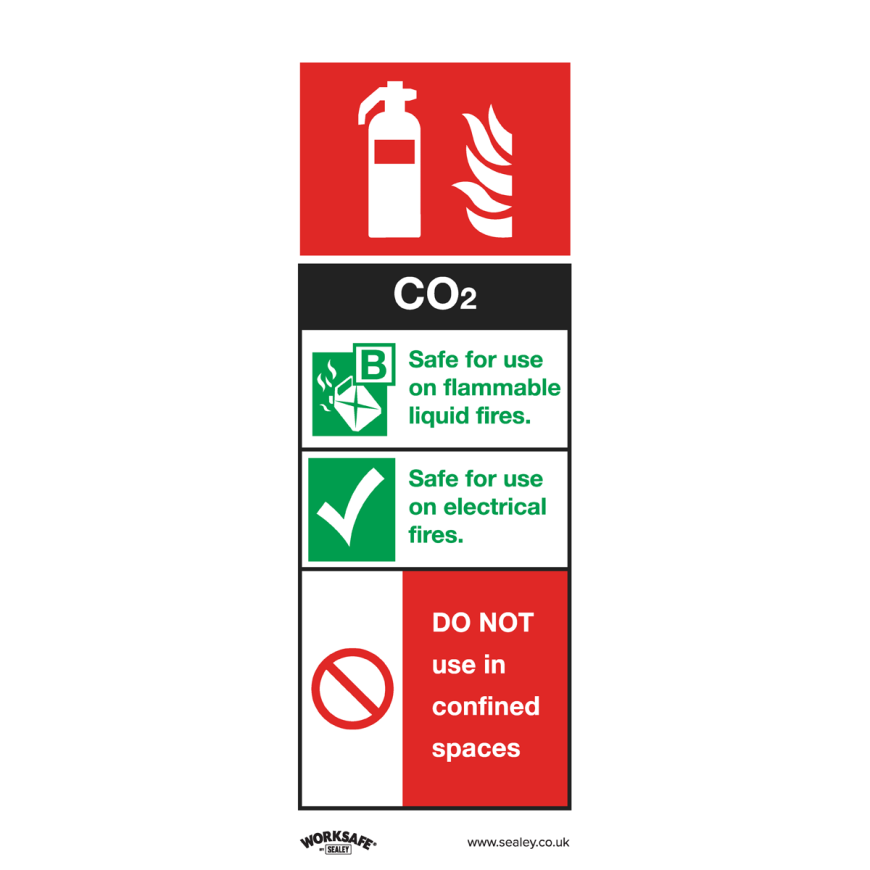 CO2 Fire Extinguisher - Safe Conditions Safety Sign - Self-Adhesive Vinyl