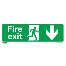 Fire Exit (Down) - Safe Conditions Safety Sign - Self-Adhesive Vinyl