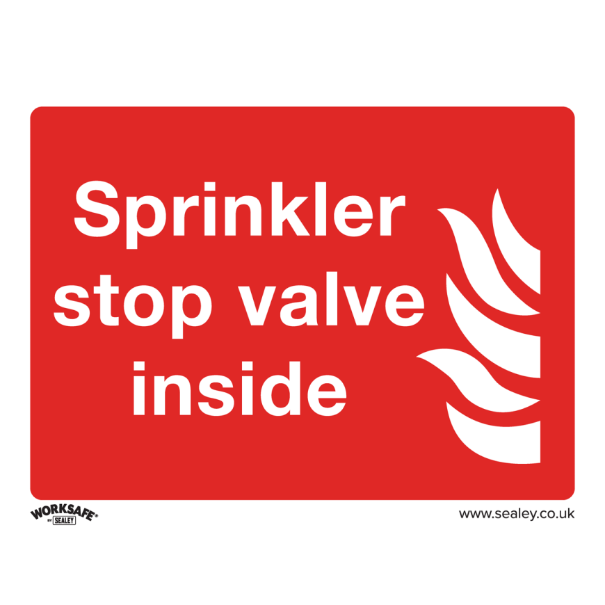 Sprinkler Stop Valve - Safe Conditions Safety Sign - Self-Adhesive Vinyl