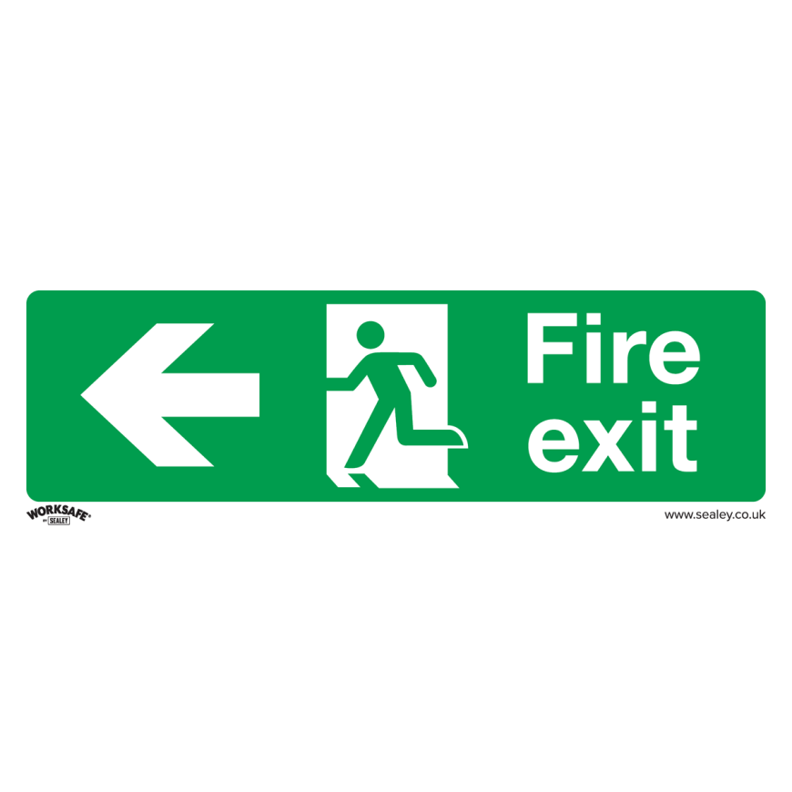 Fire Exit (Left) - Safe Conditions Safety Sign - Self-Adhesive Vinyl