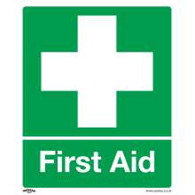 First Aid - Safety Sign - Rigid Plastic - Pack of 10